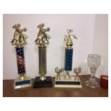 Trophys and 2 candle holders