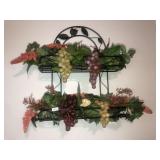 Metal wall rack with faux grapes