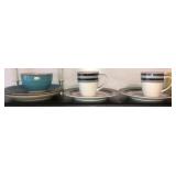 Bowl and 2 plates, and 2 cups w/plates