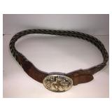 Rope& leather belt with belt buckle End of Trail