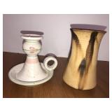 Stoneware candle holder and vase