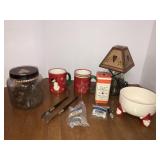 Metal Johnson's Baby powder tin, mugs, and misc