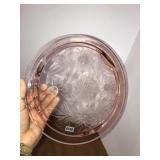 Pink depression cake plate 10in