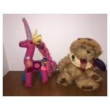 Unicorn and teddy bear stuffed