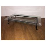 Home Interiors glass tray with metal base decor