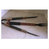 Large grill tongs and fork