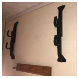 3 peg oak coat rack and gun rack