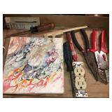 Pliars, screw drivers, Browning box w/ sharpening