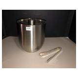 Stainless steel Snowfox ice bucket w/lid and tongs