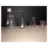 Pyrex beakers 500ml, 250ml and Corning 2oz
