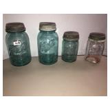 Ball 2 blue quart jars, 1 blue pint, 1 pint