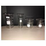 4 Pyrex beakers - 1 -500ml and 3 -250ml