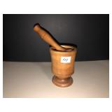 Wooden mortar and pestal