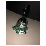 Fenton emerald handpainted bell by Cutshaw