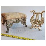 Cast Iron Footstool and Matching Book Holder