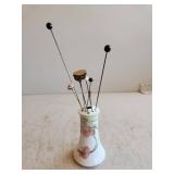 Ceramic Hatpin Holder with Hatpins