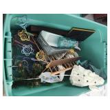 Variety of Home Decor Items in Storage Bin