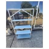 Metal Shelving Unit with Blue Shelves