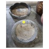Two Concrete Bird Bath Tops