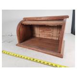Wooden Bread Box with Roll Top Door