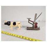 Antique Egg Scale and Vintage Cow Toy