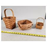 3 Longaberger Handwoven Baskets