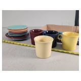 Variety of Fiestaware Plates and Mugs