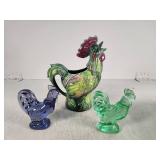 Decorative Chickens with Fenton Glass