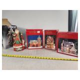 Christmas Village and Santa Claus Figurine