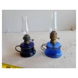 Antique Cobalt Blue Oil Lamps