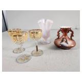 Austrian Porcelain Vase and Glassware Set