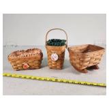 3 Longaberger Handwoven Baskets