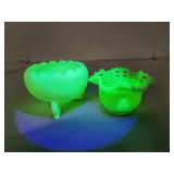 Two Uranium Glass Bowls