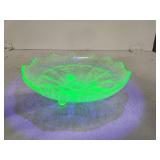 Uranium Glass Dish with Scalloped Edges