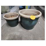Two Stoneware Flower Pots