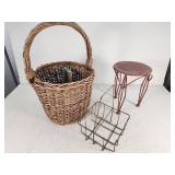 Basket, Plant Stand, and Milk Carrier Set