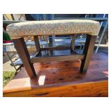 Wooden Footstool With Upholstered Top
