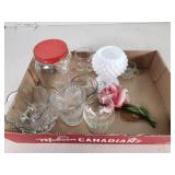 Glassware Lot with Hummingbird Feeder