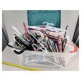 Tote of Assorted Plastic Hangers