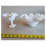White Milk Glass Hobnail Vases