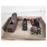 Antique Wood Planes and Barfly Figurine