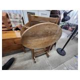 2 Oval TV Trays with Storage Rack
