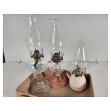 Three Glass Oil Lamps