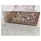 Soapstone Jewelry Box With Floral Design