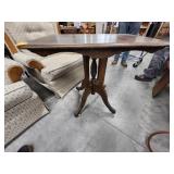 Vintage Wooden End Table with Carved Details