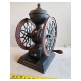 Cast Iron Coffee Grinder with Red Accents