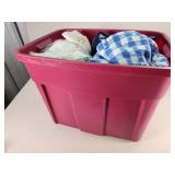Tote Containing Blankets and Soft Goods