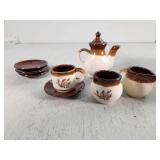 Miniature Tea Set With Wheat Pattern