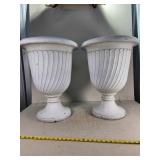 Two Large White Plastic Planters