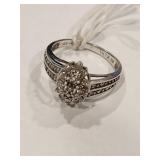 10K White Gold Ring with Diamonds
